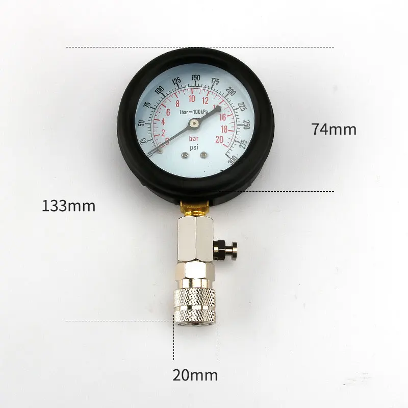 12Pcs Cylinder Pressure Gauge Petrol Gas Engine Compression Tester Leakage Diagnostic Tool with M10 M12 M14 M16 M18 Connector