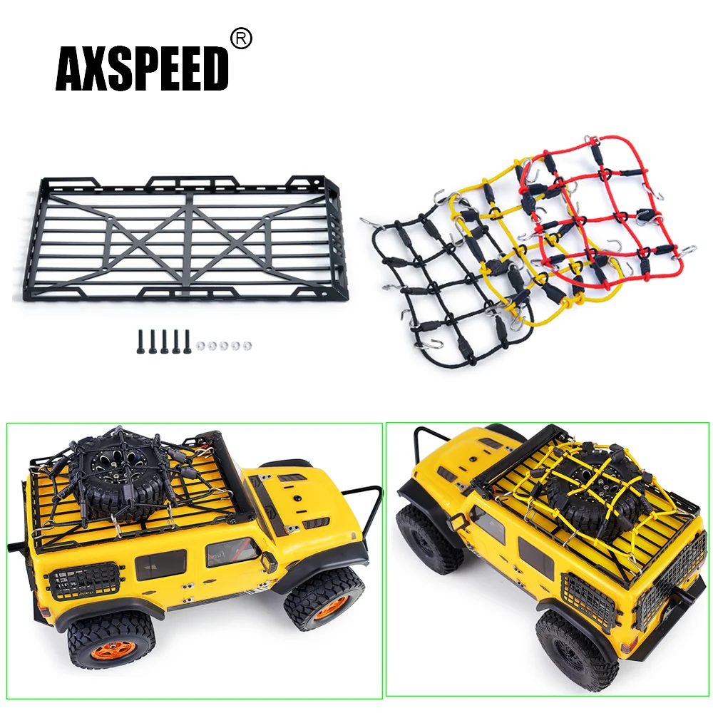 AXSPEED Metal Roof Rack Luggage Carrier Elastic Net for Axial SCX24 AXI00002 1/24 RC Crawler Car Decoration Accessories Parts