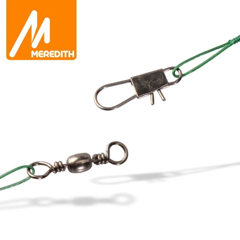 MEREDITH Anti Bite Steel Fishing Line 15cm-30cm Steel Wire Leader With Swivel Fishing Accessory Lead Core Leash Fishing Wire