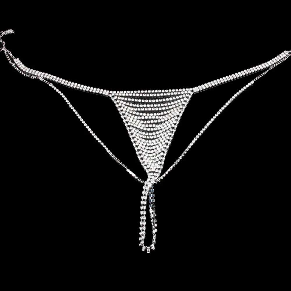 Stonefans Sexy Rhinestone majtki stringi wysokiej talii łańcuch dla kobiet urok błyszczący kryształ łańcuszek bielizna bikini biżuteria prezent