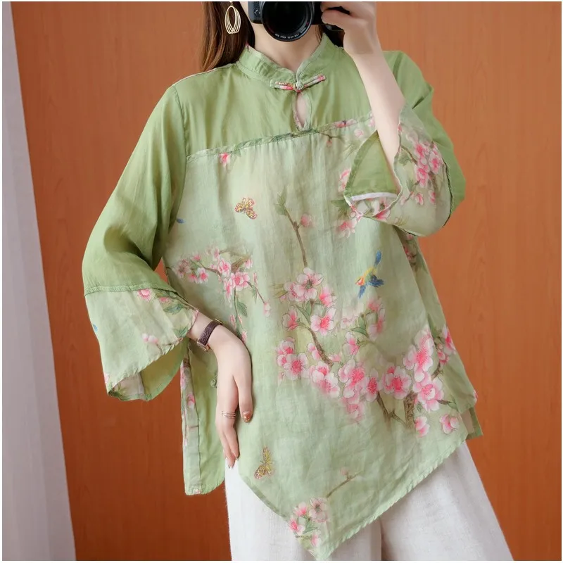

2021 Cheongsam Blouse Traditional Cheongsam Oriental Chinese Clothing For Women Tops Traditional Chinese Qipao Cheongsam Top Xxl