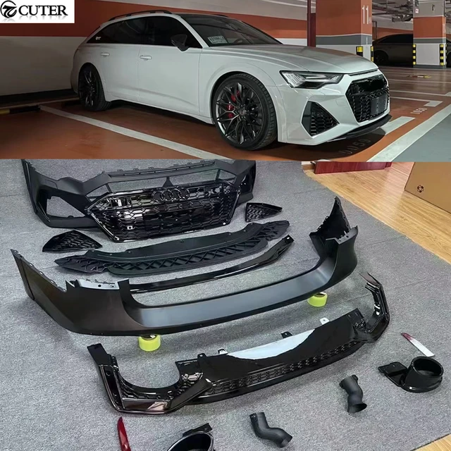 車のフロントバンパー用の車のエキゾーストチップ,rs6,pp,フロントバンパー用,リアバンパー用,アウディa6 c8用,19-21 -  AliExpress