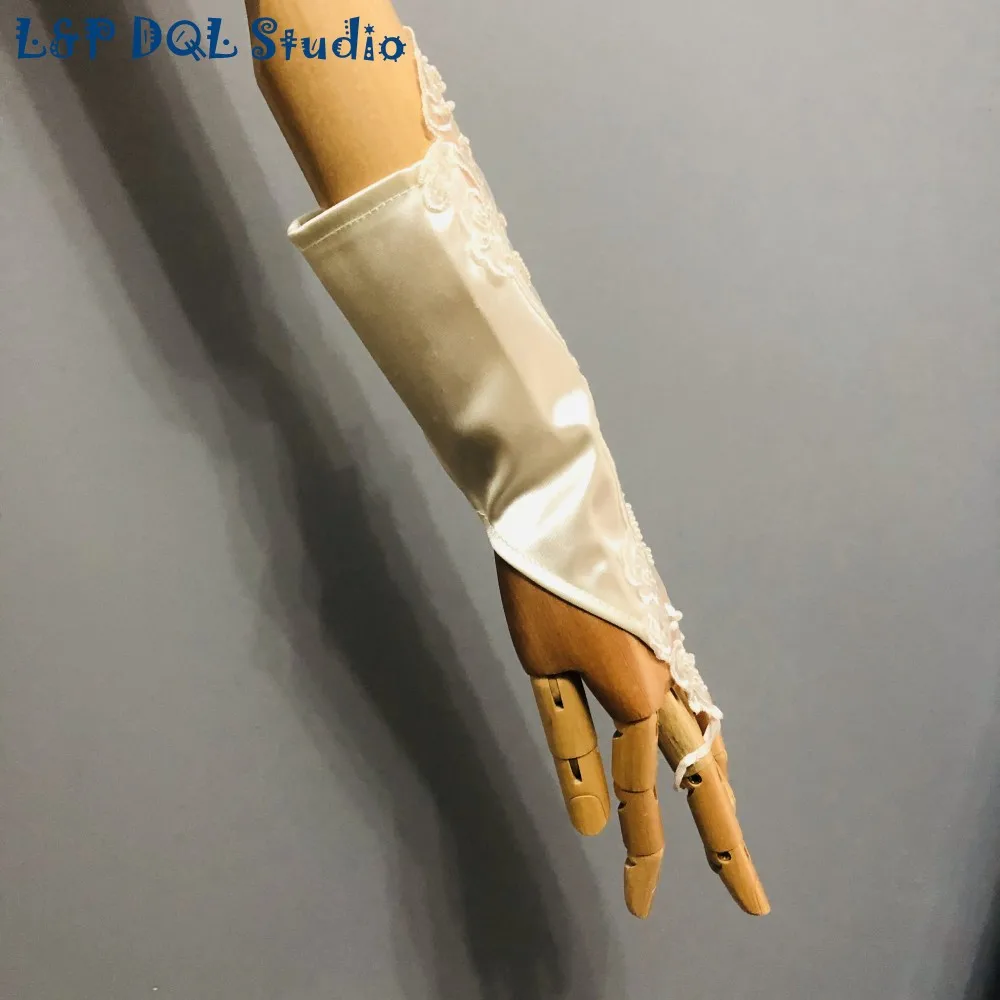 Real Pictures Long Bridal Gloves White,Ivory, Red, Black Bridal Gloves Applique with Beading L&P DQL Studio