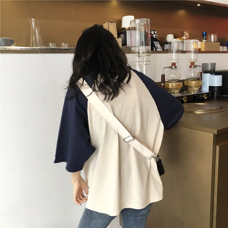 T-shirt Women Short Sleeve Casual Patchwork Loose Oversize O-neck Korean Style Simple Vintage Tees Harajuku Female Clothing New