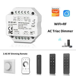 TUYA WiFi LED Dimmer 220V 110V AC Triac Dimmer Push Switch Wireless 2.4G RF Remote Control Echo Plus Voice Control fr led lamp