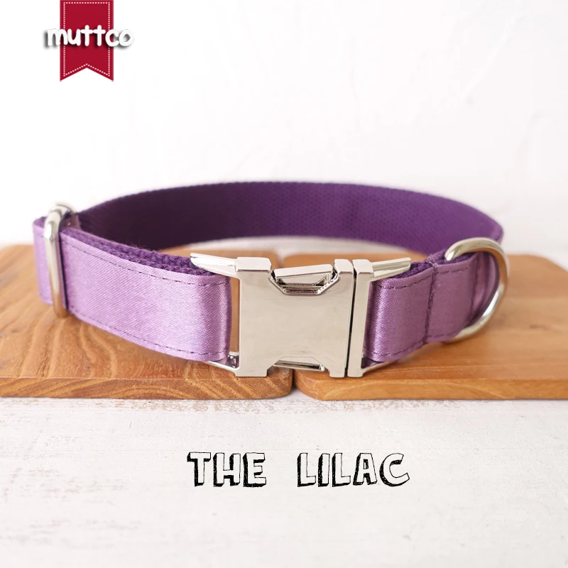 MUTTCO personalized pet dog ID tag collar leash THE LILAC self-design adjustable puppy nameplate collar 5 sizes UDC117