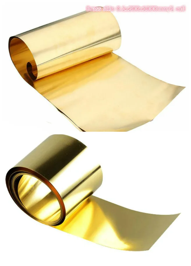 ทองเหลืองผิวโลหะทองเหลืองฟอยล์หัตถกรรมโลหะการประมวลผล0.1x200x100 0Mm/1ม้วน