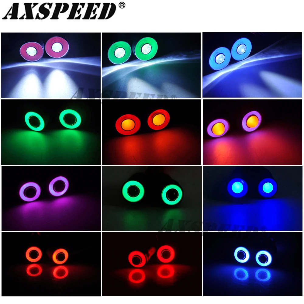 AXSPEED RC Car LED Lights 4.2v-6v Angel and Demon Eyes 2LEDs Headlight Headlamps 10/13/17/22mm RC Car Universal Light Lamp