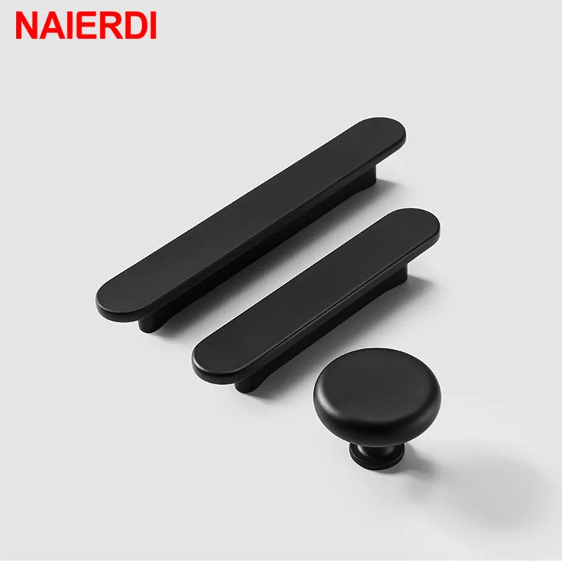 NAIERDI Zinc Alloy Cabinet Handles Nordic Gold Black Drawer Knobs Wardrobe Door Handles European Furniture Handle Hardware