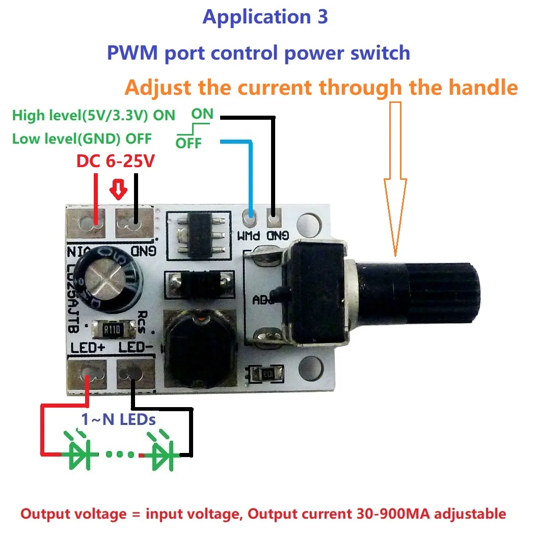 3PCS 20W 6 - 25V Multifunction Handle Adjustment LED Driver PWM Controller DC - DC Step - down Constant Current of the Converter