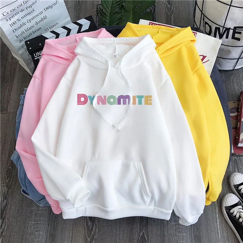 Korea Harajuku Hoody Hoodies Dynamite Printed Sweatshirts Hooded K Pop Winter Women Hoodies Sweatshirts Anime Hoodies Tops