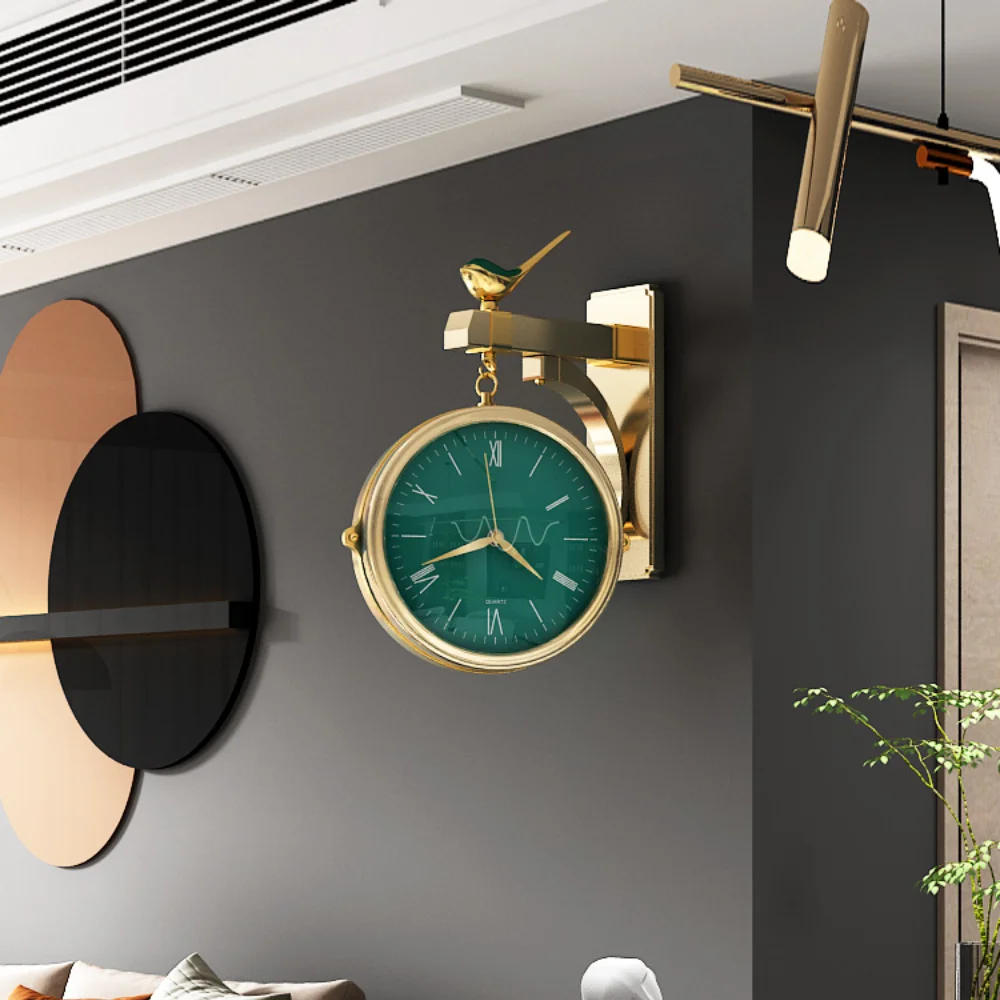 Nordic Living Room Double-Sided Wall Clock Home Fashion Creative Modern and Simple Atmospheric Clock Trendy Wall-Mounted Color