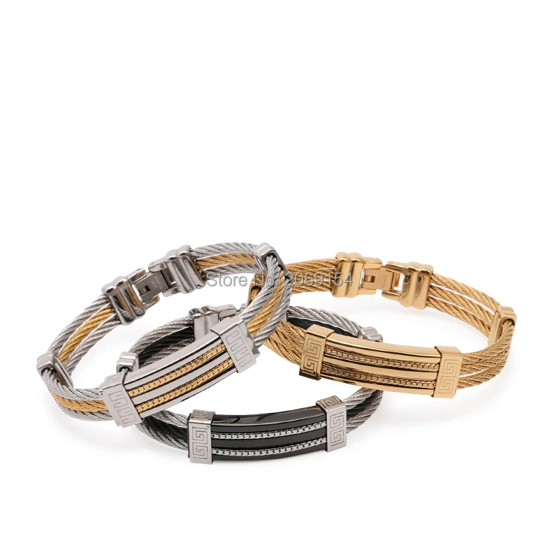 

PAPERPLUS | Stainless Steel Wire Bangle for Men and Boy Fashion Gold Personalized Jewelry 2025