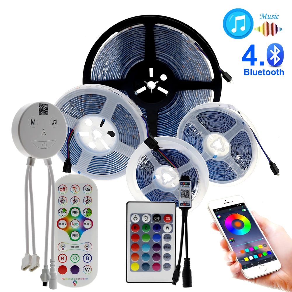 2835 listwy RGB LED zestaw 30 leds/m kontroler Bluetooth 5050 RGB Strip zestaw 5m 10M 20M wysokiej jasności DC12V IP65 wodoodporny