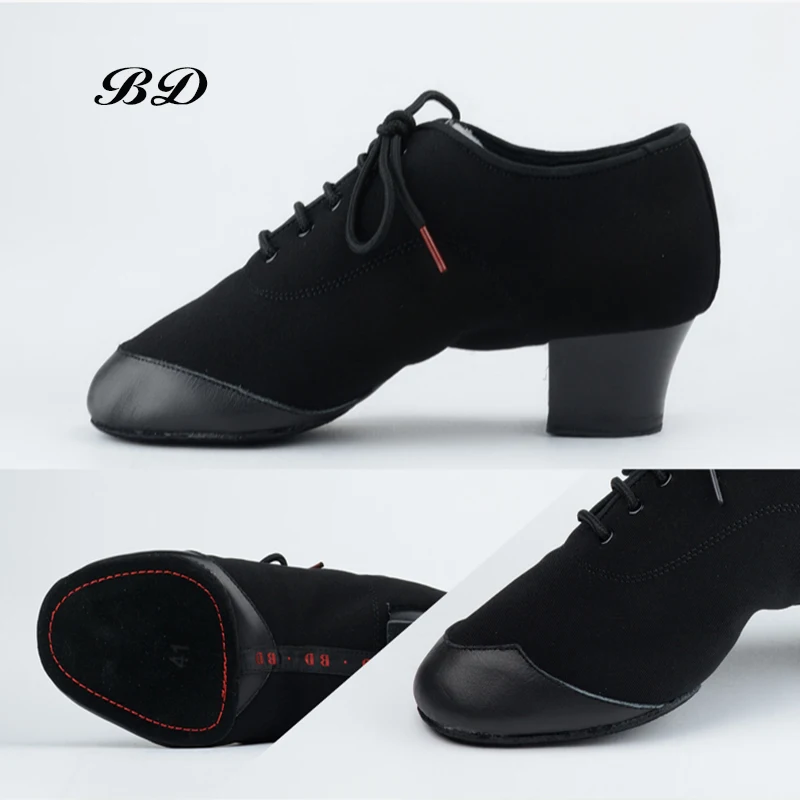 2024 Dance Shoes Latin Shoe Modern Men Cowhide Two-point Sole Oxford cloth Comfortable and breathable Teacher Shoe HEEL 4.5 CM