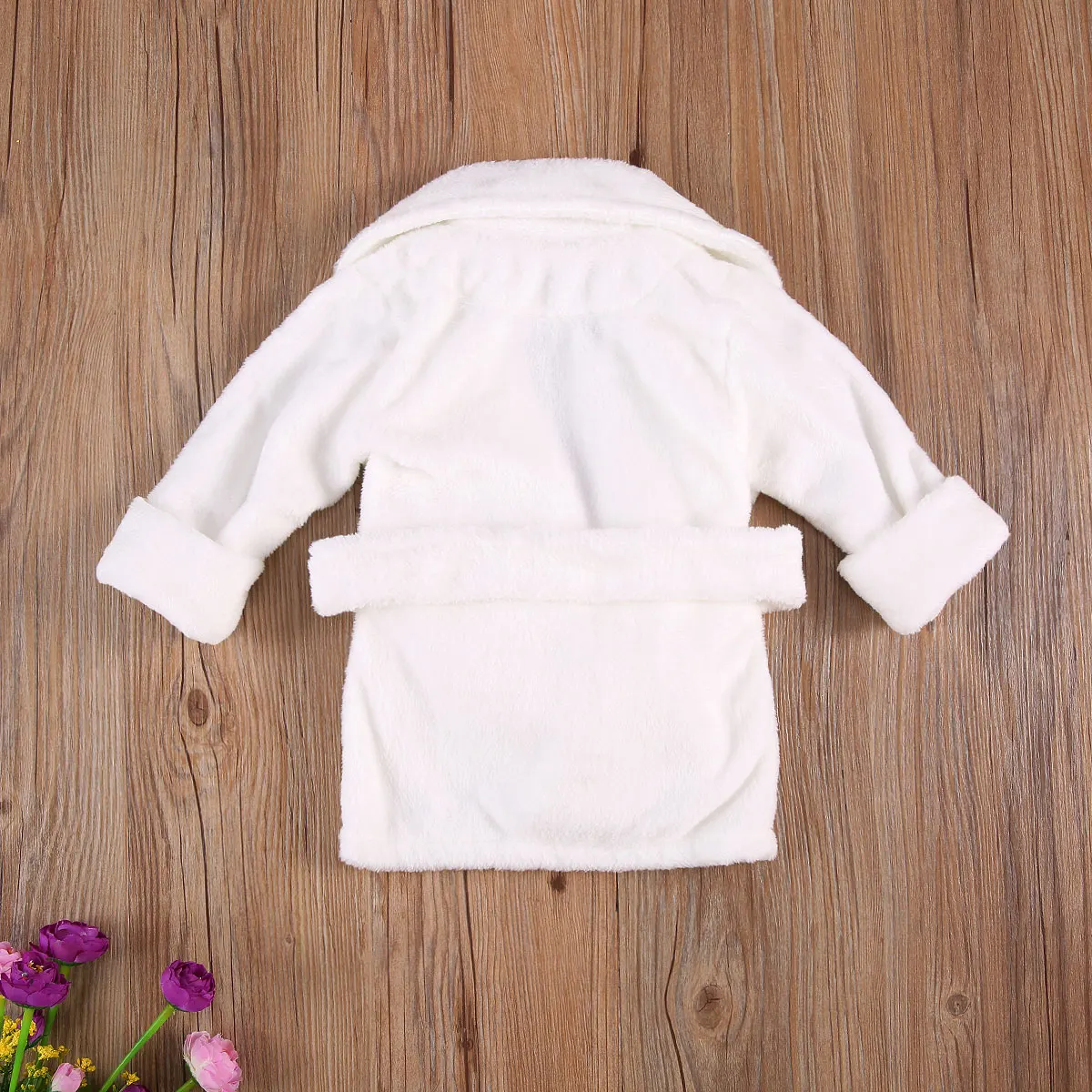 Newborn Baby Boy Girls Flannel Bathrobe Solid Infant Kids Spa Towel Long Sleeve Lapel Robe Beach Towels With Belt And Pocket