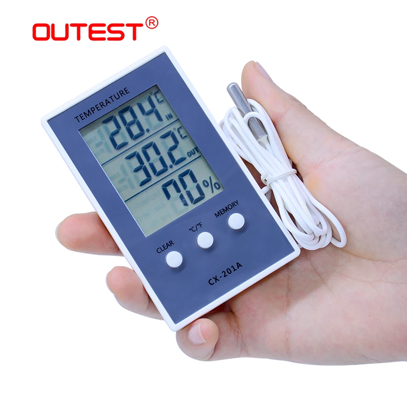 Digital LCD indoor outdoor thermometer hygrometer baby face display temperature humidity tester weather station CX-201A