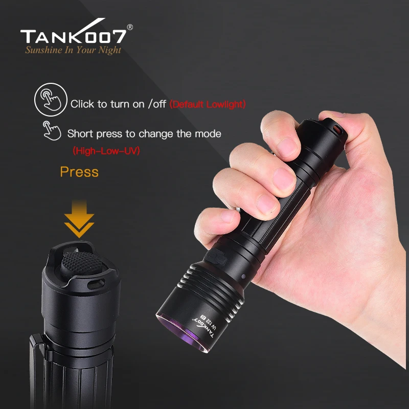 TANK007 Dual LED Lighting NDT UV Detection Flashlight Torch White Light 365nm Blacklight Lamp 18650 Battery USB Rechargeable