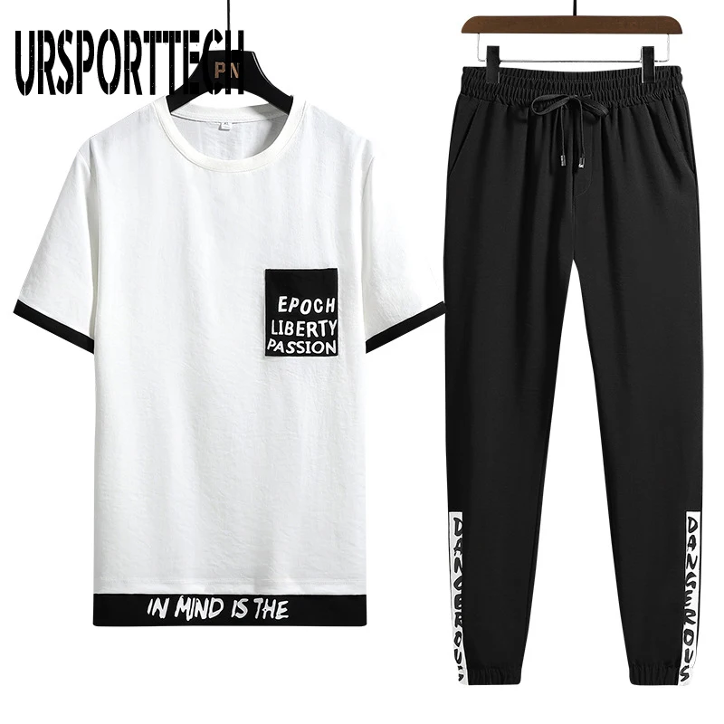 Trainingsanzug Männer sets Sommer Neue Casual männer Set 2 Stück Mann Anzug Sportswear Outfits Kurzarm T-shirt + Hosen jogger Set