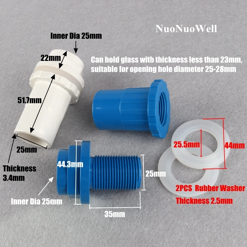 1pc 25mm PVC Pipe Connectors Hi-Quality Inlet Outlet Joints Aquarium Fish Tank Socket Drainage Joints For Aquatic Pet Water Tank