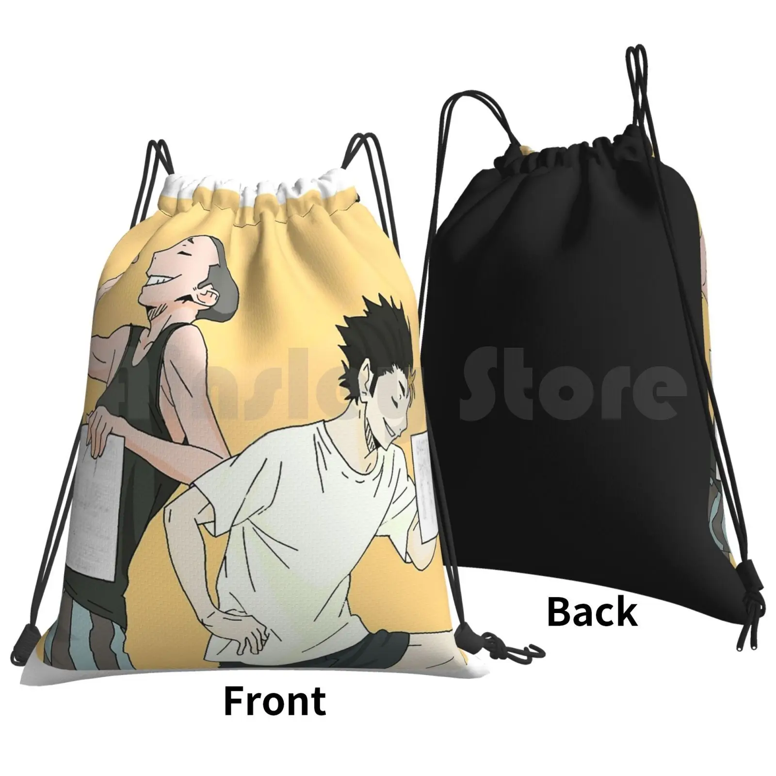 Tanaka And Nishinoya V1 Backpack Drawstring Bags Gym Bag Waterproof Nishinoya And Tanaka Pray Pray Design Anime Praying