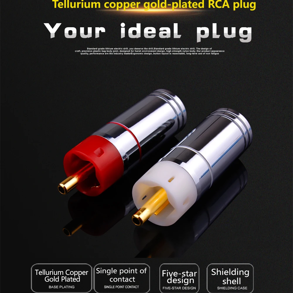 4pcs High Quality Hifi DIY 9mm Rca Connectors Silver Plated Gold Plated Brass RCA Plug Connectors Audio Plug Male Rca Plug Screw