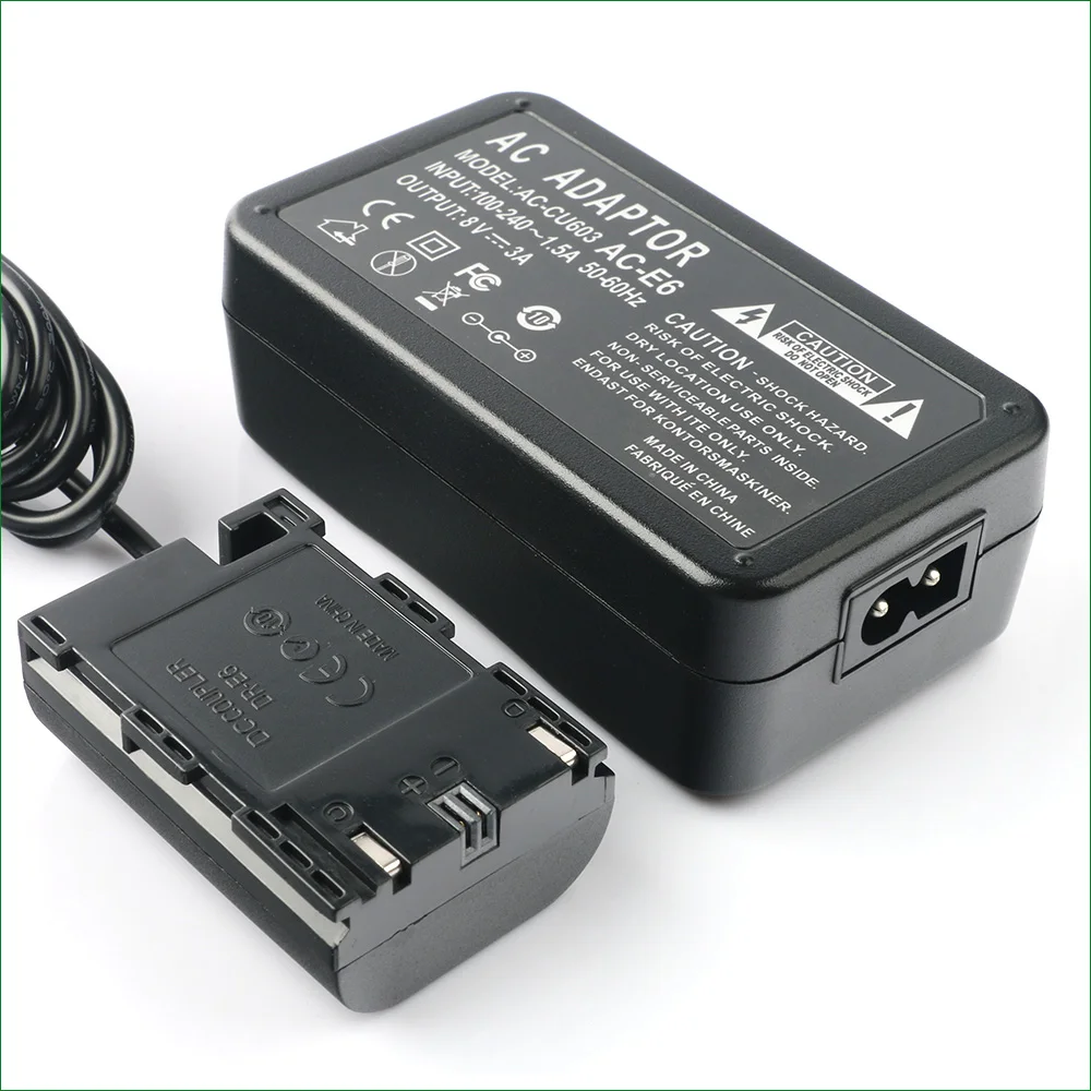 

Lanfulang ACK-E6 DR-E6 Full Decoded AC Power Adapter For Canon EOS 70D 80D 90D 6D 7D 60D 5DS R Ra R5 R6 5D Mark II III IV