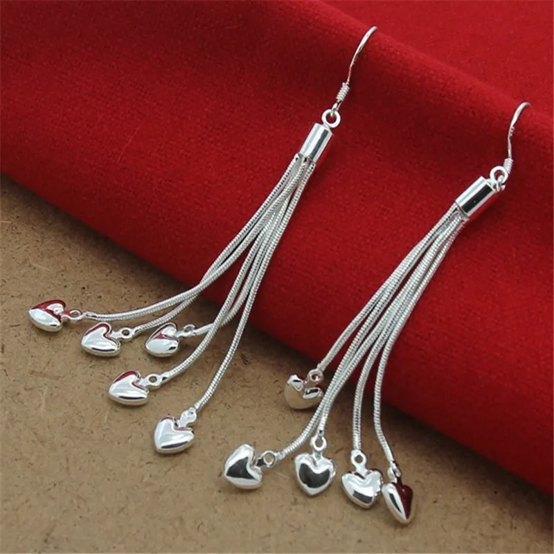 New 925 Sterling Silver Earrings Heart-Shaped Snake Bone Earrings For Women Fashion Jewelry Wedding Gifts