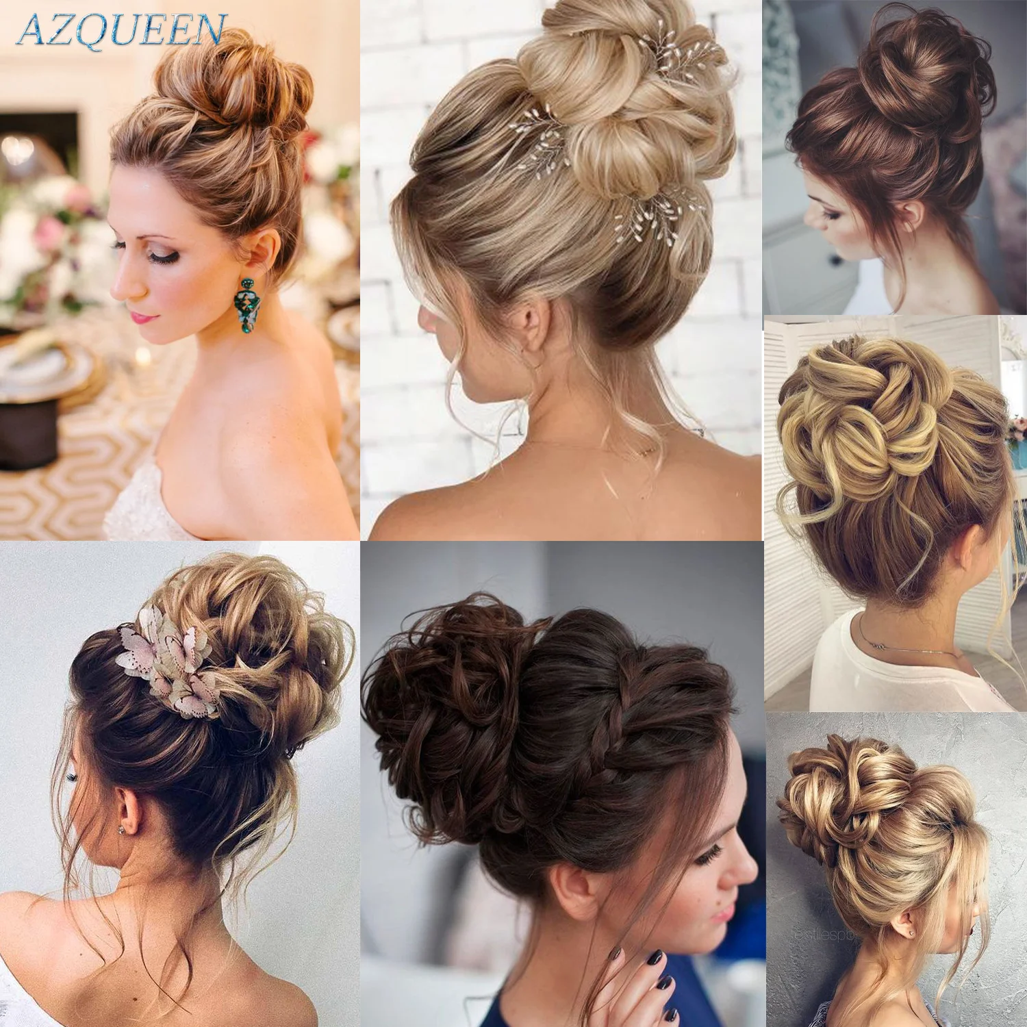 Synthetic Hair Bun Chignon Ladies Ponytail Hair Extension Scrunchie Elastic Wave Curly Hairpieces Scrunchie Wrap