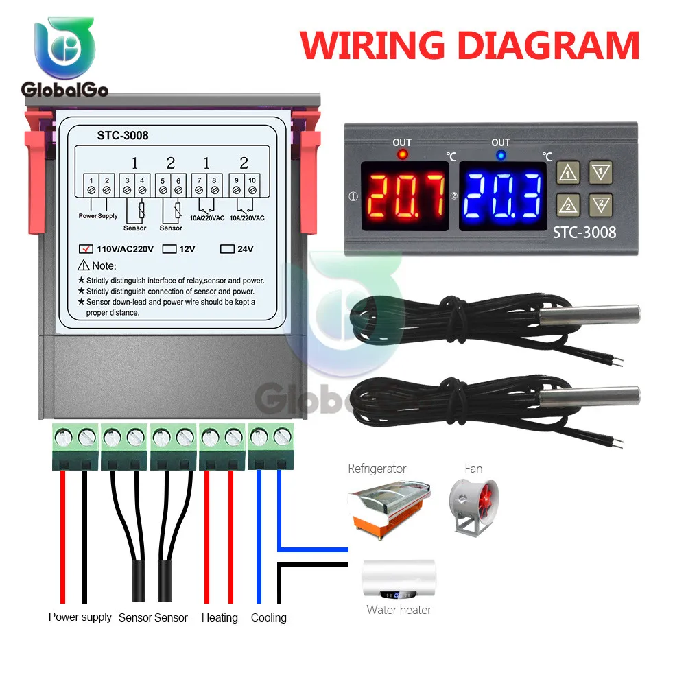 Digital Thermometer Thermoregulator Temperature Controller AC 110-220V STC-1000 3000 3008 3018 DST1020 MH1210W Smart Thermostat