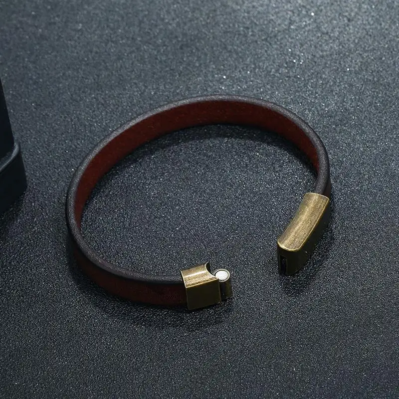 Moda nuovi gioielli da uomo bracciale in pelle marrone per uomo chiusura magnetica in acciaio inossidabile moda 18.5/20.5/22.5cm braccialetti regalo