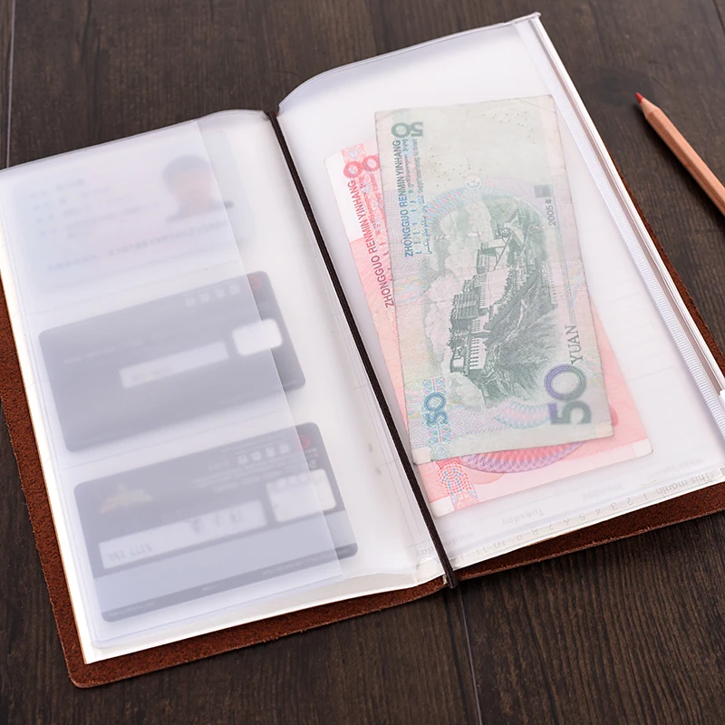 Transparent PVC Storage Bag for Traveler\'s Notebook Diary Day Planner Accessories Business Cards Notes Pouch Zipper Bag 2pcs