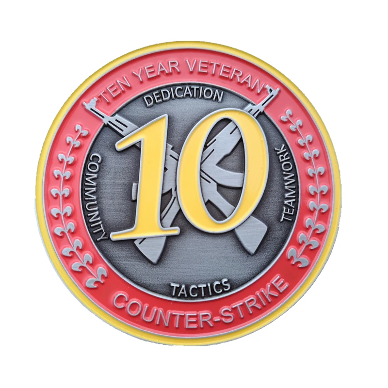 CSGO CS GO Counter Strike Ten Year Veteran Coin 10 years Medal Coin CSGO Ten Year Collectable Coin Free With One Random Pin