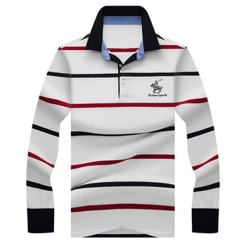Autumn winter new polo shirt high quality brand cotton men's polo shirt long sleeve casual striped shirt polo men's clothing