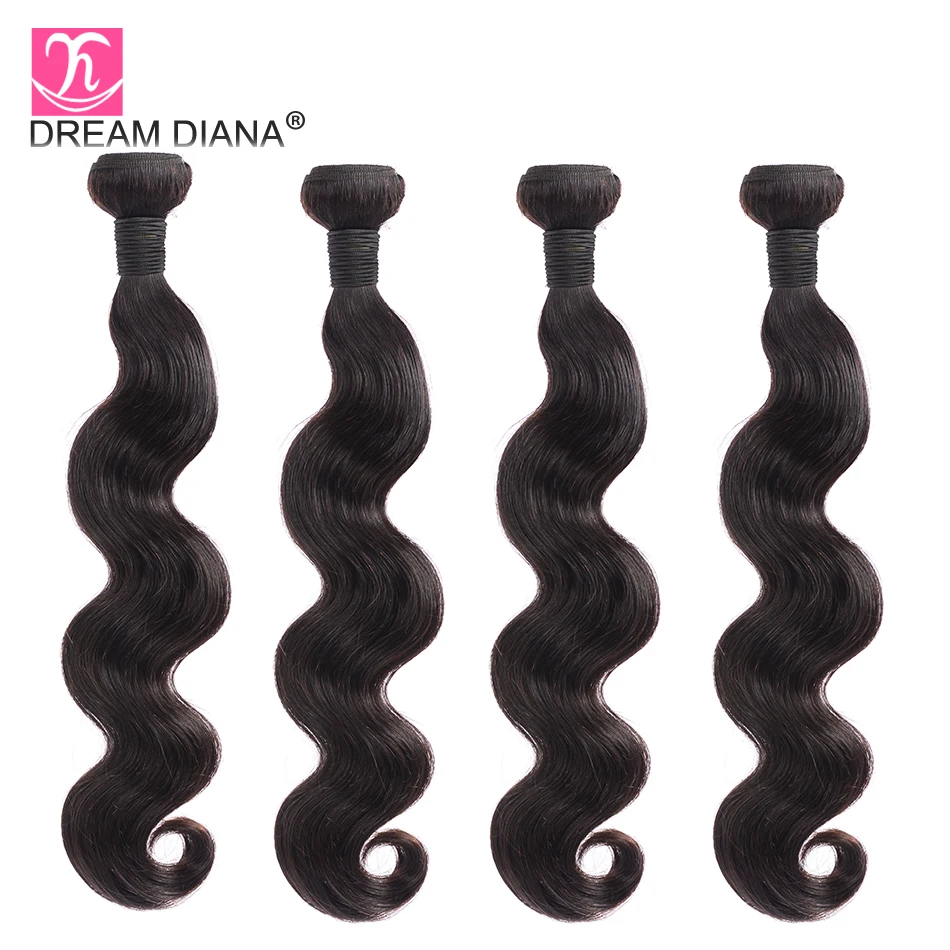 DreamDiana Remy Body Wave 4 Bundles Deal Brazilian Hair Weave Bundles 8