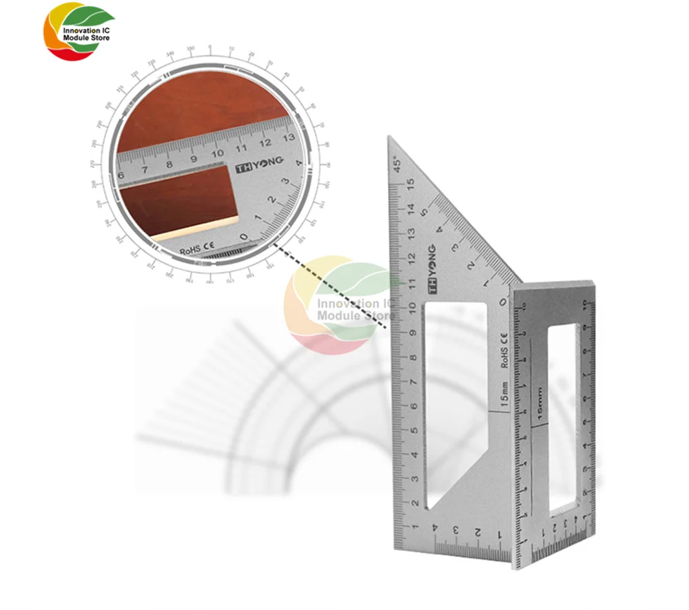 Multifunctional 45/90 Degree Square Ruler Measuring Tool Woodworking Tool Aluminum Alloy Stainless Steel Woodworking Ruler