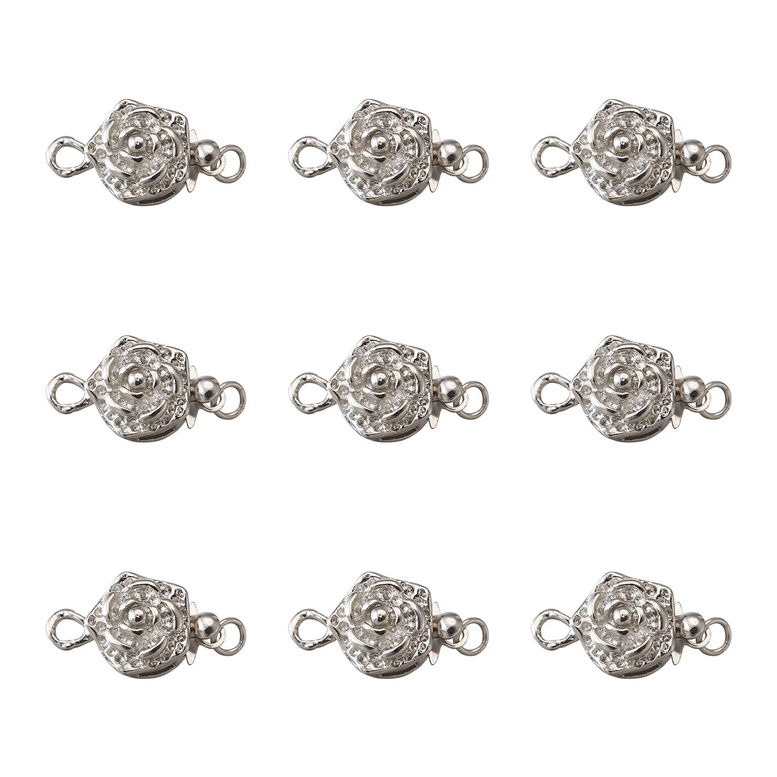 

5~10 Sets DIY Brass Rose Jewelry Box Clasps Findings for Flower Links Bracelet Necklace Making Accessories 10x15mm Hole: 1~2mm