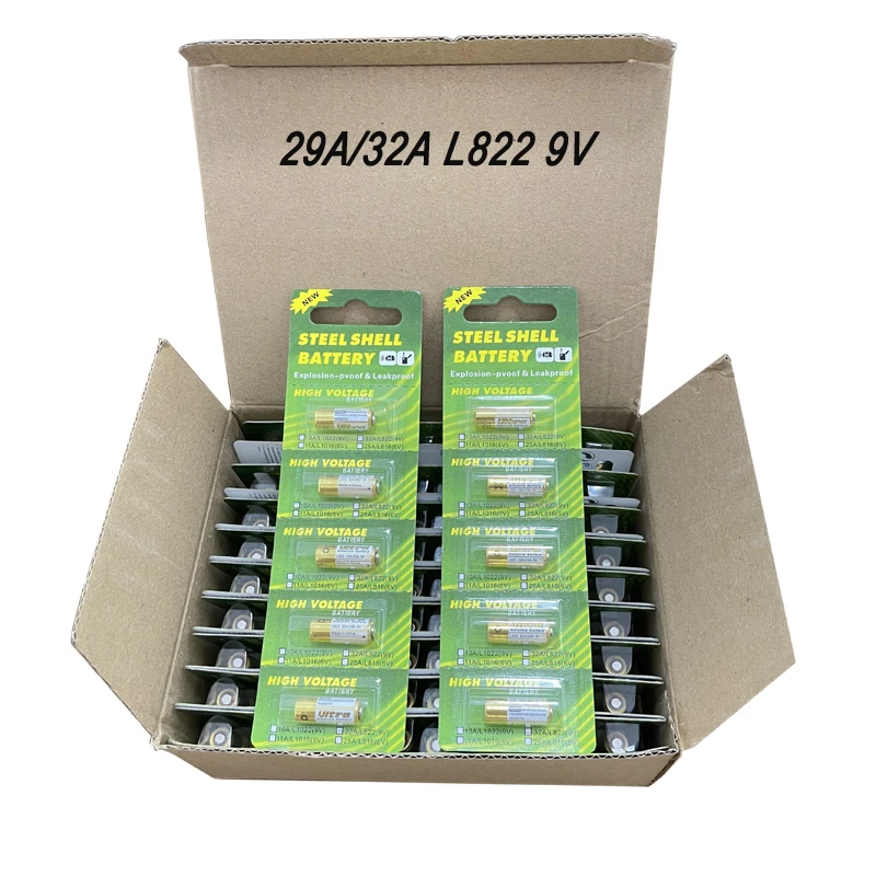 50Pcs 32A9V 29A 9V L822 Akaline Battery LR32 29A Primary Single Use Batteries For Electronic clock keyboard doorbell