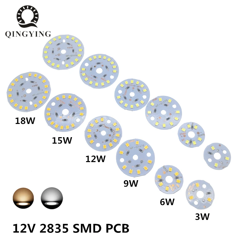 50pcs DC12V LED PCB 3W 6W 9W 12W 15W 18W 2835 SMD Lamp Plate Needn't Driver Light Source White/ Warm White Lamp Panel