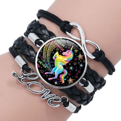 New fashionCartoon unicorn braided bracelet For child Accessories jewelry wholesale