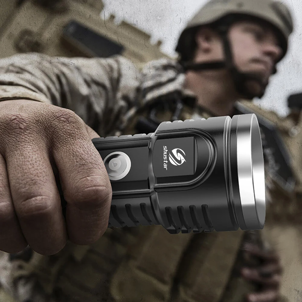 High Power LED Flashlight With 4 Core P70 Lamp bead and Touch switch, Military grade workmanship Glare Torch, IPX-6 Waterproof