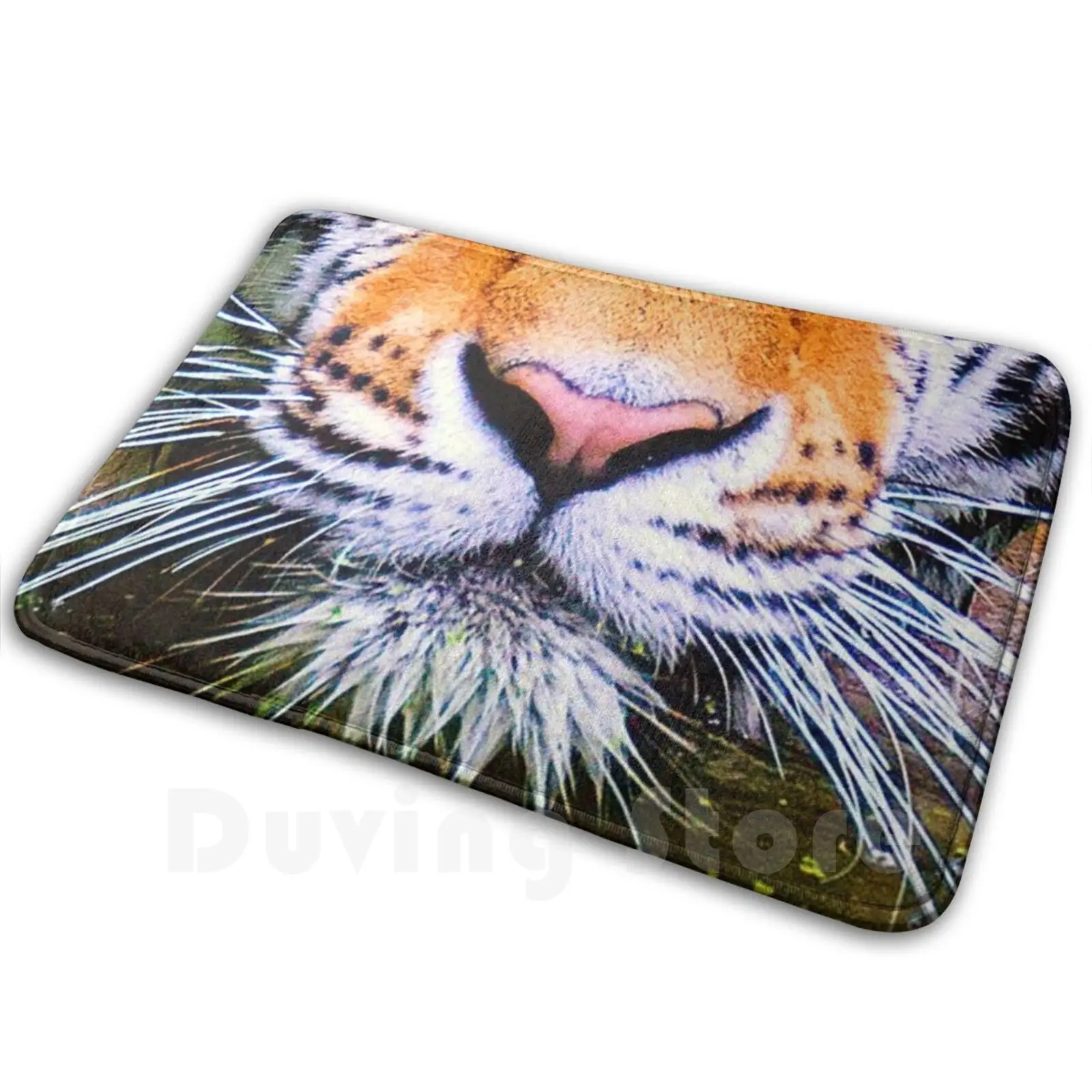 Tiger Mouth Mat Rug Carpet Soft Non-Slip Mat Rug Carpet Cushion Tiger Cat Big Cat Jungle Zoo Animal Pet Mouth Face Smile Lips