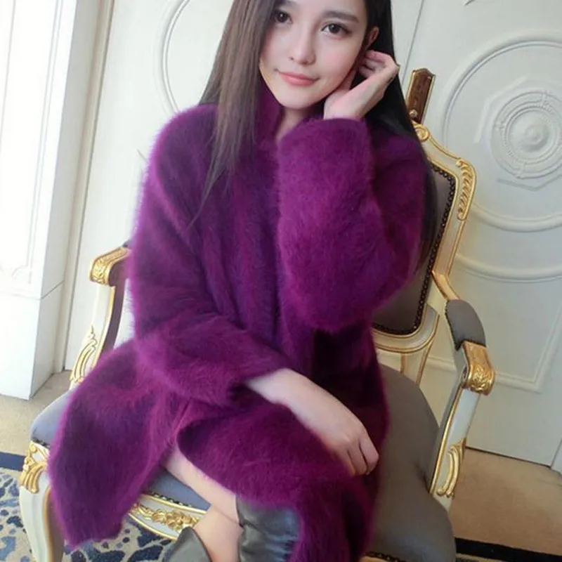 2026 Autumn And Winter New Korean Boutique Mink Cashmere Cardigan Sweater Female Long Coat Thickened Free shipping JN227