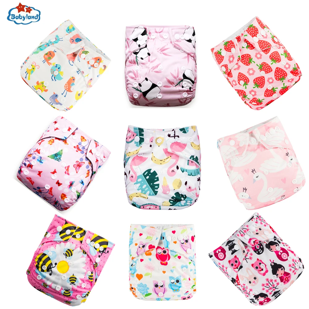 Babyland fraldas ecológicas impermeáveis para bebê, fraldas de bolso reutilizáveis, lavável e reutilizável, calcinha dia e noite, 3-15kg, 9 peças por lote