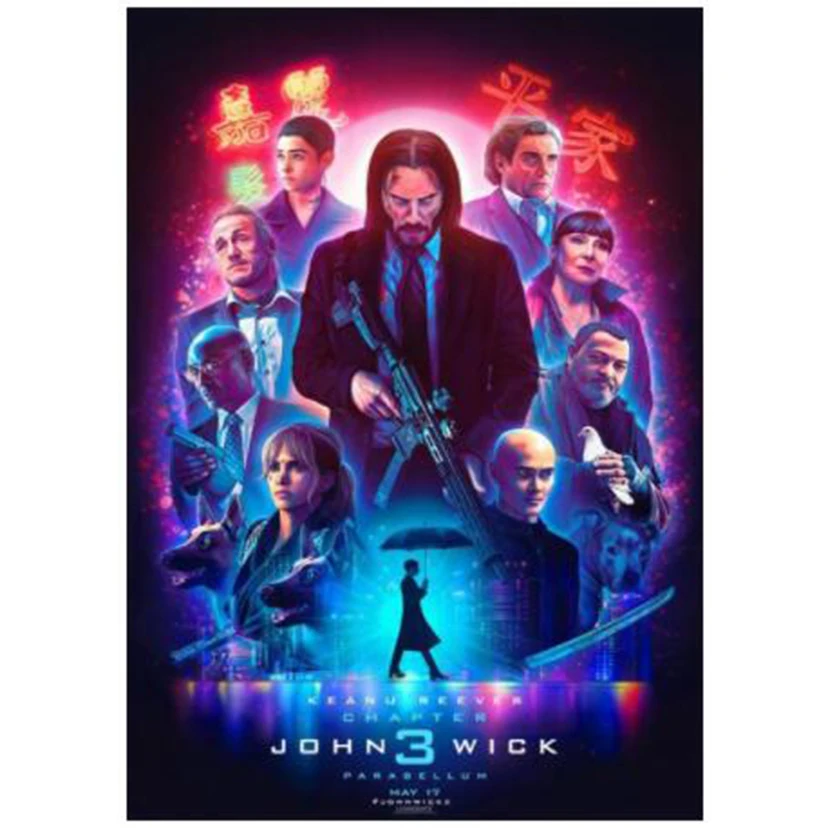 5D Diamond Painting John Wick 3 Movie Poster Full Square/Round Drill Diamond Embroidery Set Cross Stitch Mosaic Decor FH627