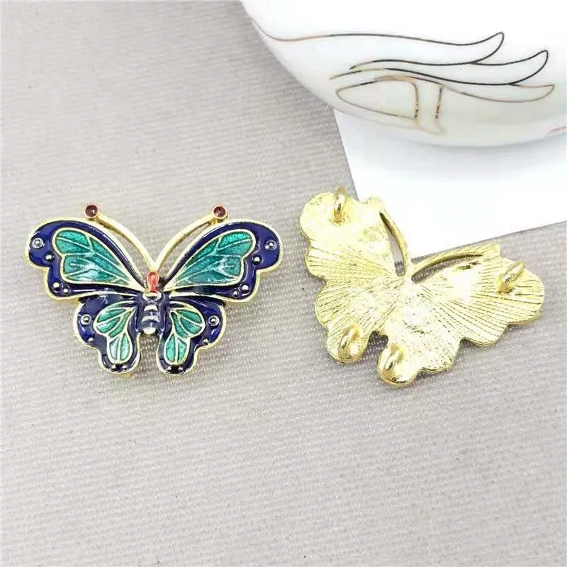 Épingle à cheveux antique en alliage et émail pour oreilles, accessoires en forme de papillon et cloisonné, brûlés à l'huile