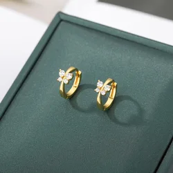 Tiny Cubic Zirconic Butterfly Earrings For Women Stainless Steel Gold Color Earrings Cute Wedding Jewelry Gift Femme