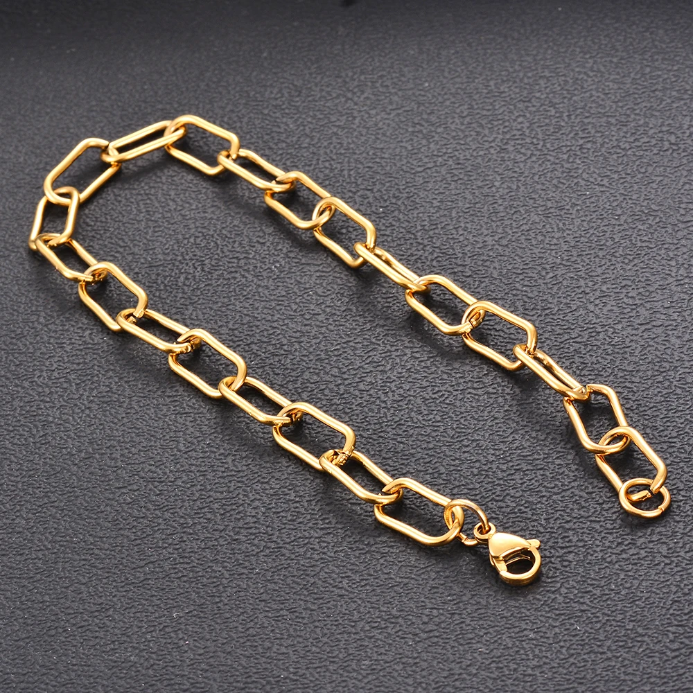 Breite 7mm Edelstahl Große Rolo-Gliederkette Halskette Punk Choker für Frauen Länge 21cm-100cm – Detail 2