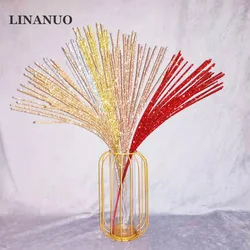 30head Glitter Gold Powder Artificial Grass for Christmas Decor Plastic Flower Sequin Fringe Grass Home Wedding Decoration Plant