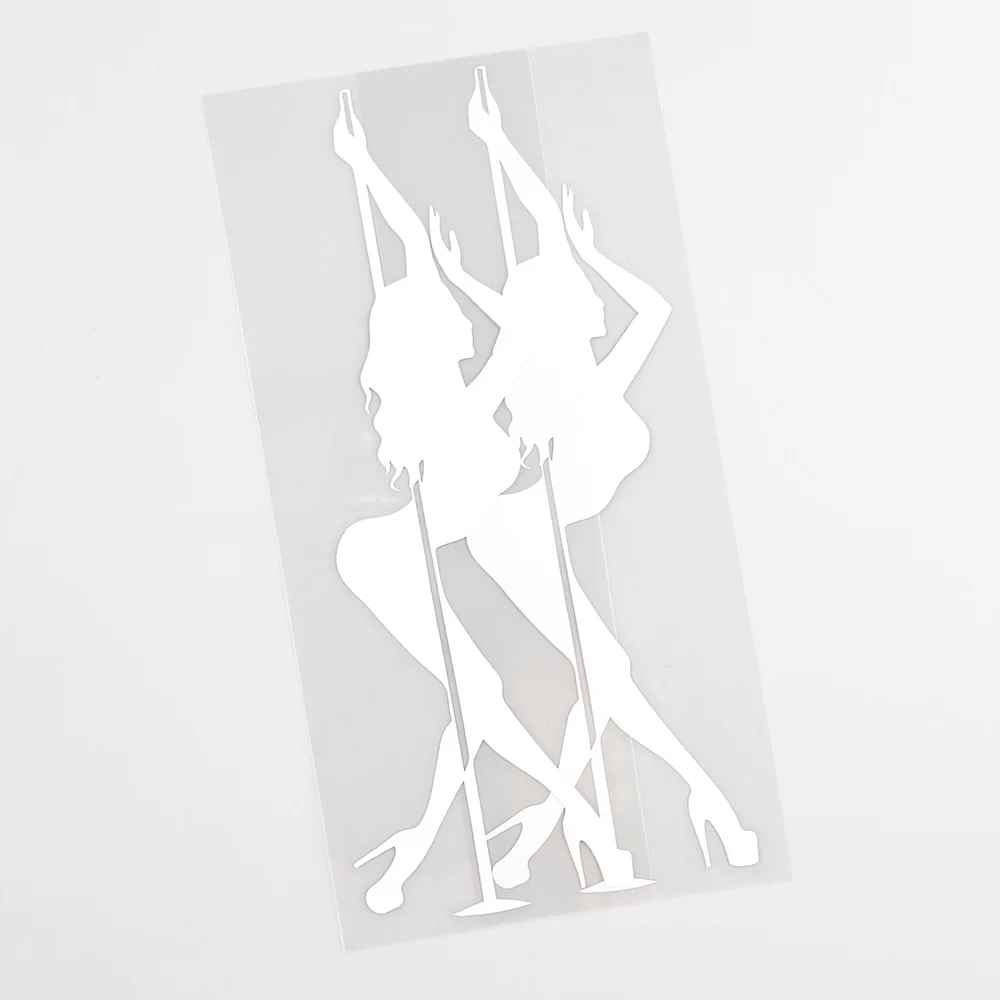 YJZT 5.8CMX17.9CM Pole Dance Stripper Sexy Hot Girl Vinyl Car Stickers Black/Silver